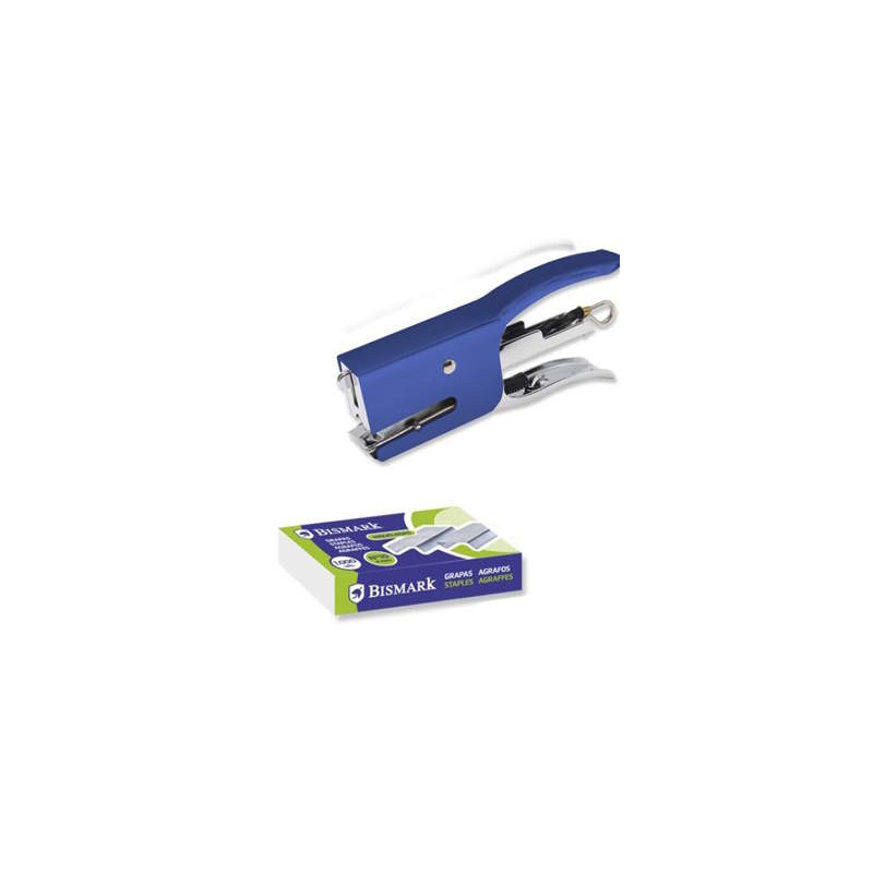 Bismark Mini Stapler with Pliers + 2000 Staples - Stapling Capacity 15 Sheets - High Durability - BLUE