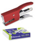 Cucitrice mini Bismark con pinze + 2000 punti metallici - Capacità di cucitura 15 fogli - Elevata durata - ROSSO