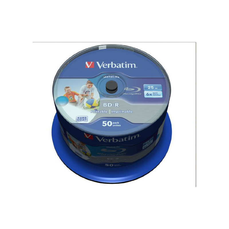 Verbatim BD-R HTL camada simples DL+ 25GB 6X superfície imprimível wide Hard Coat cake 50