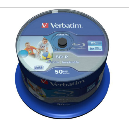 Verbatim BD-R 25 Go 6x imprimable – Spindle 50 | DVDi.fr
