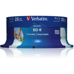 Verbatim BD-R HTL SINGLE LAYER DL+ 25GB 6X WIDE PRINTABLE SURFACE HARD COAT Cake 25