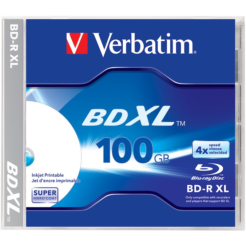 BD-R Verbatim XL 100GB 4x Inkjet breit bedruckbar Jewel Case