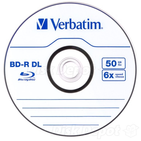 BD-R Verbatim 50 Go 6x Surface blanche/bleue Hard Coat - 10 pcs