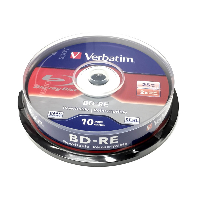 BD-RE Verbatim 25 Go 2x Surface blanche/bleue Hard Coat - 10 pcs BD-RE Verbatim 25 Go 2x Surface blanche/bleue Hard Coat - 10 pcs