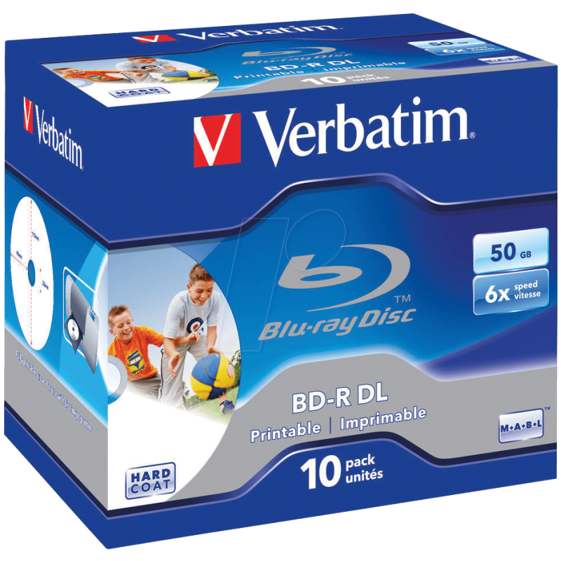 BD-R Verbatim 50GB 6x Jewelcase stampabile wide no ID Hard Coat - 10 pz.