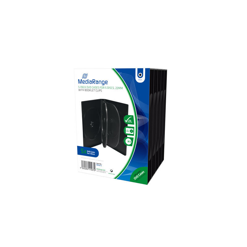 Pack 5 MediaRange custodia DVD per 5 dischi, nera Pack 5 MediaRange custodia DVD per 5 dischi, nera