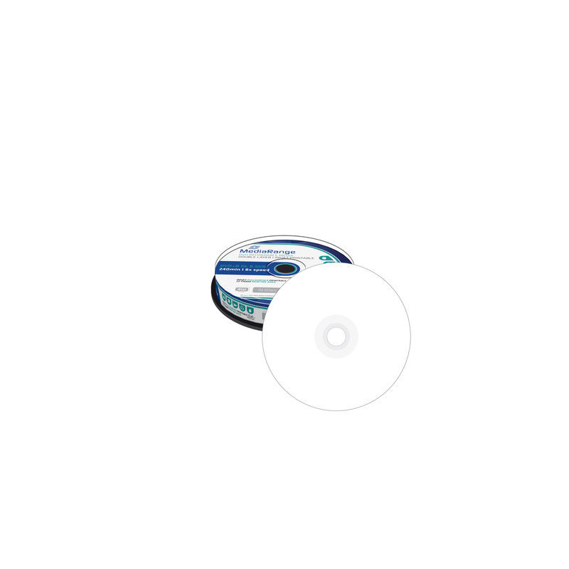 MediaRange DVD+R Doble capa 8,5GB 240min 8x, imprimible inkjet superficie completa, tarrina 10