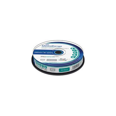 MediaRange DVD+R Dupla camada 8.5GB 240min 8x, imprimível jato de tinta em toda a superfície, cake 10