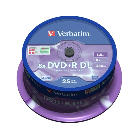 Verbatim DVD+R DL 8,5 Go 8x – Spindle 25 | DVDi.fr