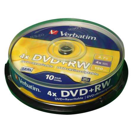 Verbatim DVD+RW SERL 4.7GB 4X MATT SILVER SURFACE Cake 10