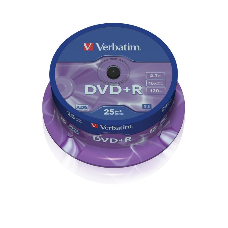 Verbatim DVD+R AZO 4,7GB 16X superficie argento opaco campana 25
