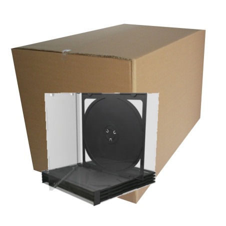 Caixa CD jewel case para 2 discos, 10,4 mm, bandeja preta