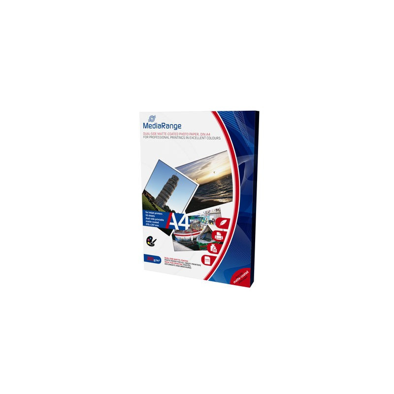 MediaRange Papier photo DIN A4 pour imprimantes jet d'encre, mat recto verso, 200g, 50 feuilles