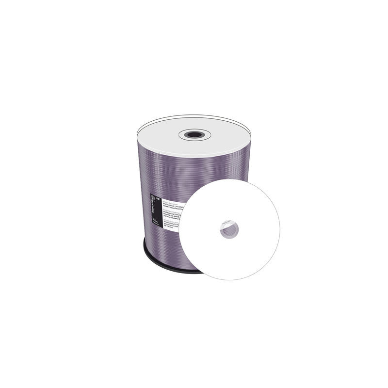 Prof. Line DVD-R 4,7GB 120min 16x, stampabile ritrasferimento termico FF, bianco Prosel., Wide Sputtered, campana 100