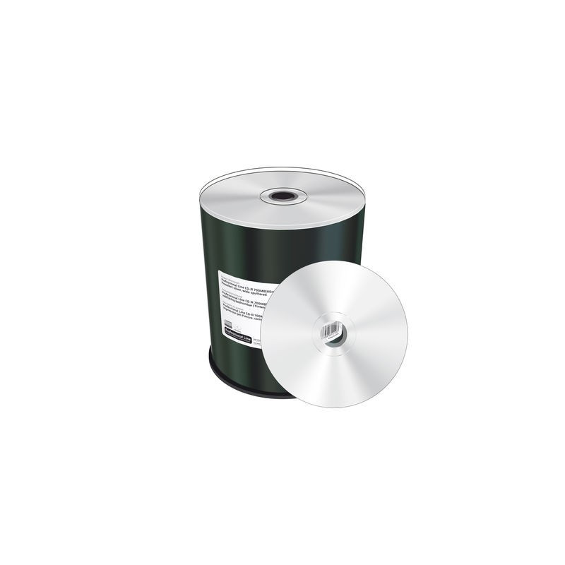 Prof. Line CD-R 700MB 80min 52x, stampabile inkjet su tutta la superficie, argento Prosel., wide sput., campana 100