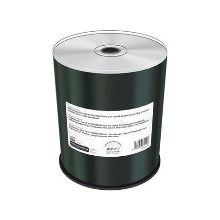Prof. Line CD-R 700MB 80min 52x, imprimível jato de tinta em toda a superfície, prateado prosel., wide Sput., cake 100
